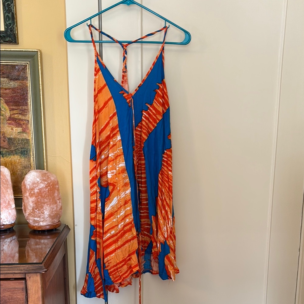 Vibrant Orange and Blue Women's Dress